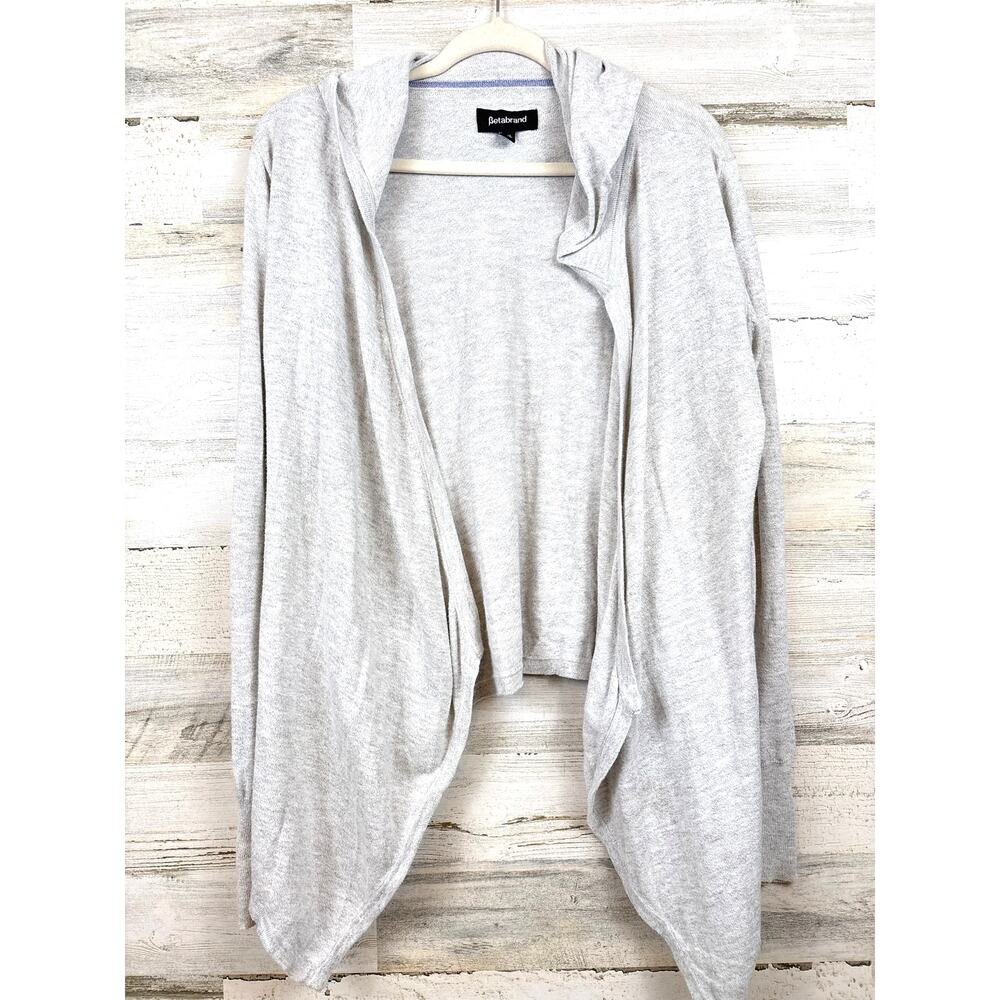 Betabrand Gray Hooded Coton Silk Cardigan Sweater Womens M/L Travel Lounge